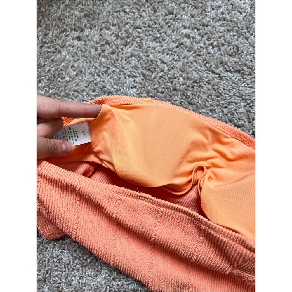 aerie Coral Textured Strapless Bikini Set - Picture 9 of 9
